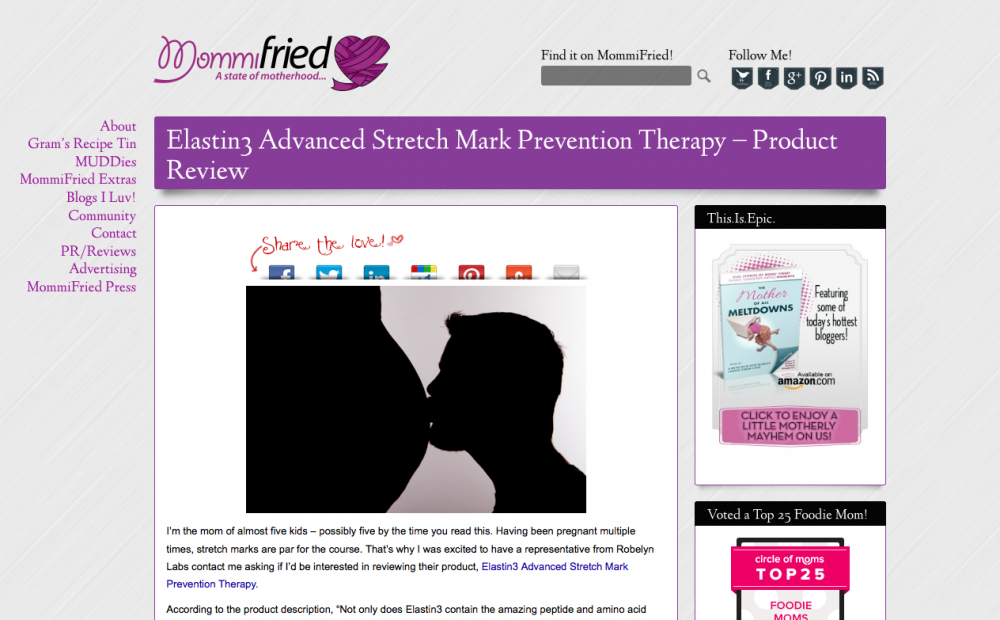 Crystal of Mommifried.com had a positive experience with Elastin3 Stretch Mark Treatment